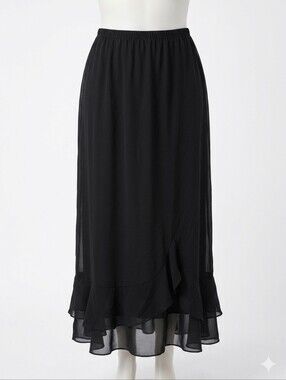 Avenue Sheer Georgette Flowing Maxi Skirt w/Asymmetrical Ruffled Hem Size 22/24W